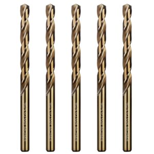 5/16 inch cobalt drill bits 5pcs - hphope m35 hss metal twist drill bits set, jobber drill bits length and straight shank, suitable for drilling in hard metal, stainless steel, cast iron