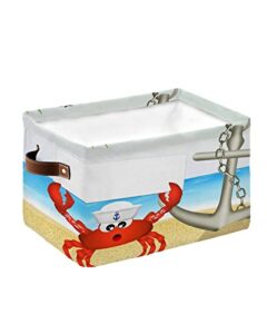 storage bins, ocean beach crab nautical anchor storage baskets for organizing closet shelves clothes decorative fabric baskets large storage cubes with handles