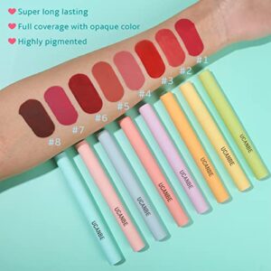 UCANBE 8PCS Dream & Macaron Matte Liquid Lipstick Makeup Set, 24 Hour Long Lasting Lip Gloss Kit, Waterproof Durable Red Lip Stick Lip Stain Make up Gift Kit for Women and Girls