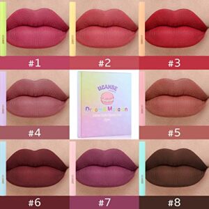 UCANBE 8PCS Dream & Macaron Matte Liquid Lipstick Makeup Set, 24 Hour Long Lasting Lip Gloss Kit, Waterproof Durable Red Lip Stick Lip Stain Make up Gift Kit for Women and Girls