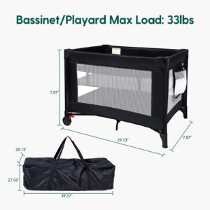 Babelio Pack and Play, One-Press Open Pack n Play with Bassinet, Portable Baby Playard for Travel