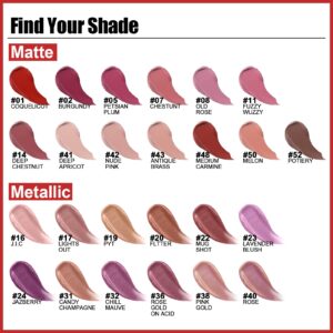 FOCALLURE Ultra Matte Liquid Lipstick,Longwear Rich Lip Colors,Easy to Create a Sexy Lips with High-grade Formula,Long Lasting Waterproof Lipstick Make Up,LAVENDER BLUSH