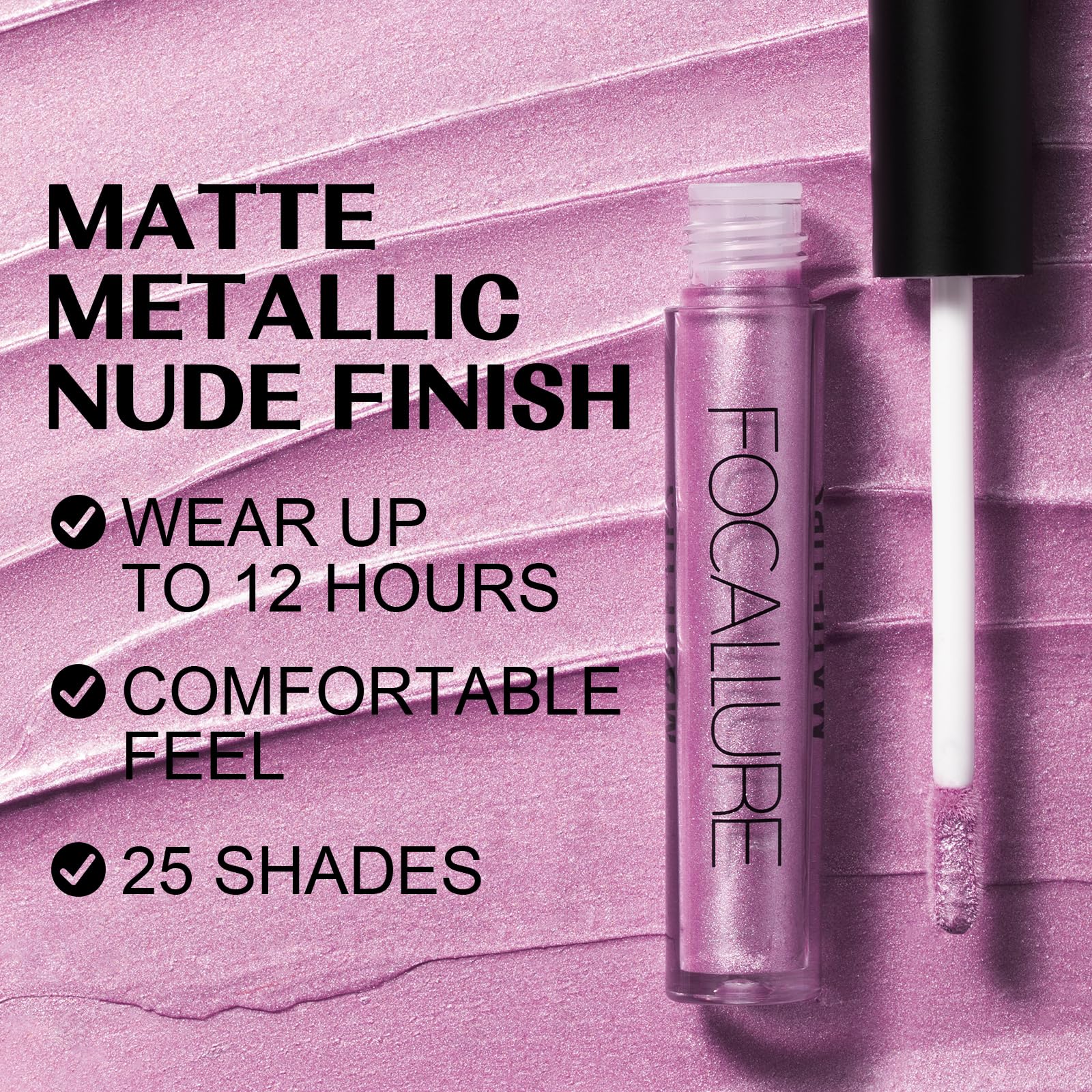 FOCALLURE Ultra Matte Liquid Lipstick,Longwear Rich Lip Colors,Easy to Create a Sexy Lips with High-grade Formula,Long Lasting Waterproof Lipstick Make Up,LAVENDER BLUSH