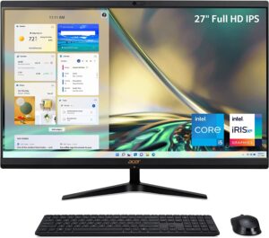 acer aspire 27" fhd premium all-in-one computer | 12th gen intel core i5-1235u | 16gb ram | 1tb ssd | intel iris xe graphics | wireless mouse & keyboard | windows 11 | with mouse pad bundle