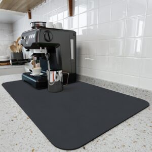 hotlive coffee mat - coffee bar mat for countertops | coffee bar accessories fit under coffee maker espresso machine | absorbent hide stain rubber backed dish drying mat for kitchen counter