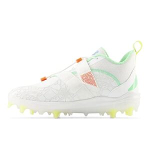 new balance unisex fuelcell lindor v2 comp baseball shoe, optic white/neon dragonfly/electric jade, 8 us men