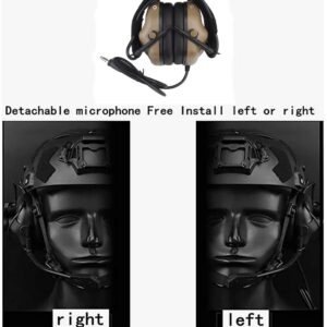 Hdlsina Tactical Shooting Headset + with U94 PTT 2pin with ARC Rail Adapter Noise Reduction & Sound Pickup Ear Protection (Tan)