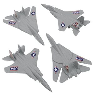 TimMee Plastic Army Men Combat Fighter Jets - 4pc Gray Airplanes Made in USA