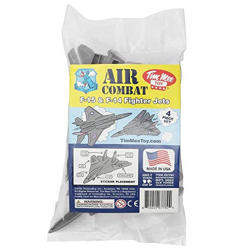 TimMee Plastic Army Men Combat Fighter Jets - 4pc Gray Airplanes Made in USA