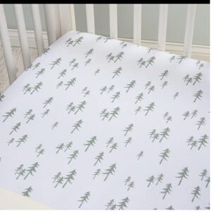 Trend Lab Pine Trees Fitted Crib Sheet for Baby Mattress, Made of 100% Cotton, Fits a Standard 28 x 52 in Crib Mattress