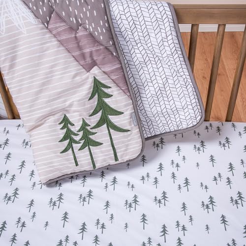 Trend Lab Pine Trees Fitted Crib Sheet for Baby Mattress, Made of 100% Cotton, Fits a Standard 28 x 52 in Crib Mattress