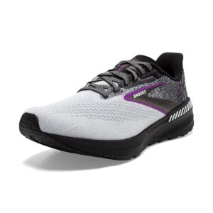 brooks women’s launch gts 10 supportive running shoe - black/white/violet - 8 medium