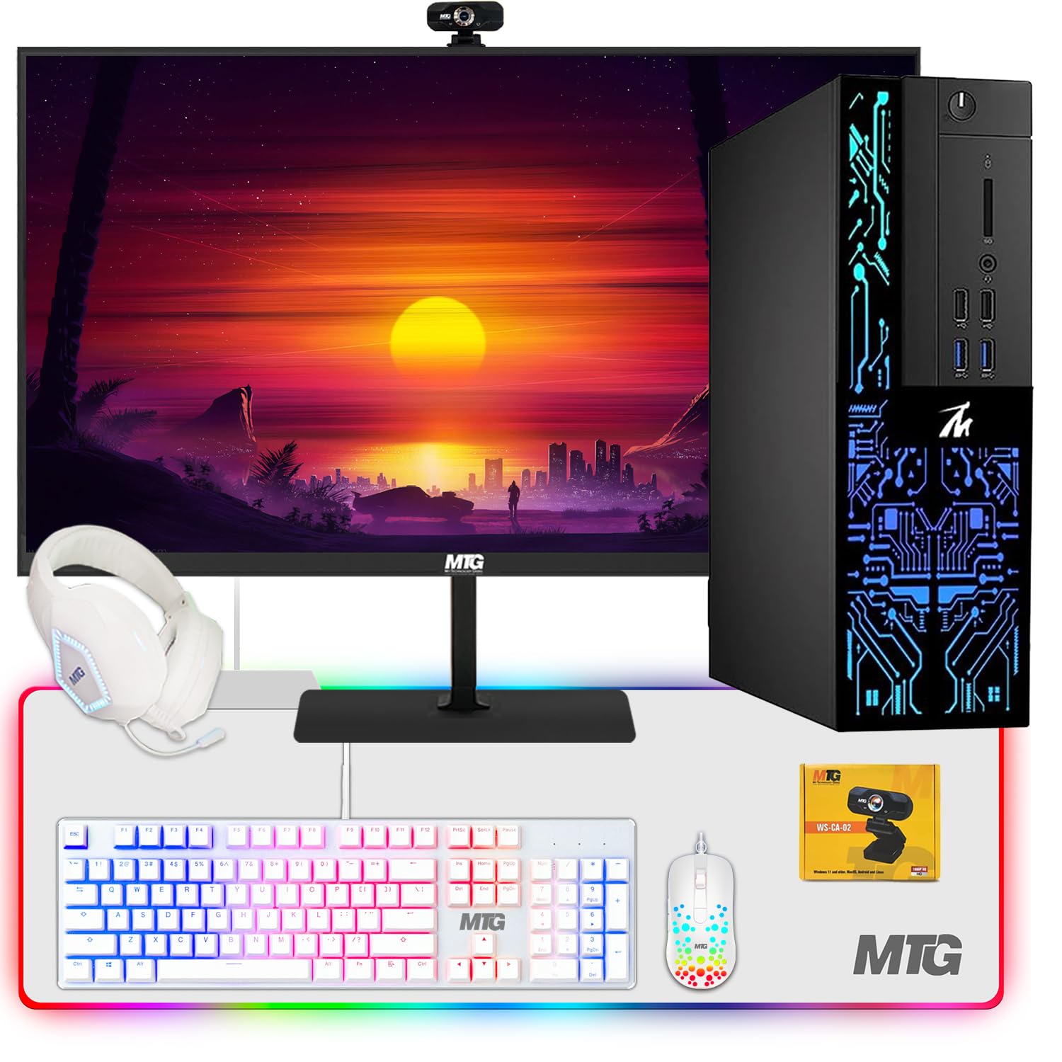 Computer Desktop PC, Intel Core i5-6500, TechMagnet Siwa 6, New MTG 22 Inch Monitor, 16GB RAM, 2TB, 1GB Graphic Card, Gaming Kit, Webcam, WiFi, Windows 10 Pro (Renewed)