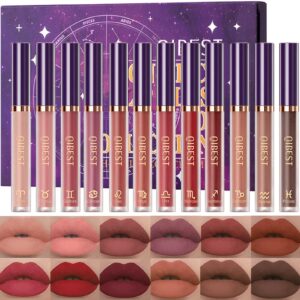 12pcs matte liquid lipstick makeup set, long lasting waterproof velvet lip gloss high pigmented lip makeup gift sets for girls and women