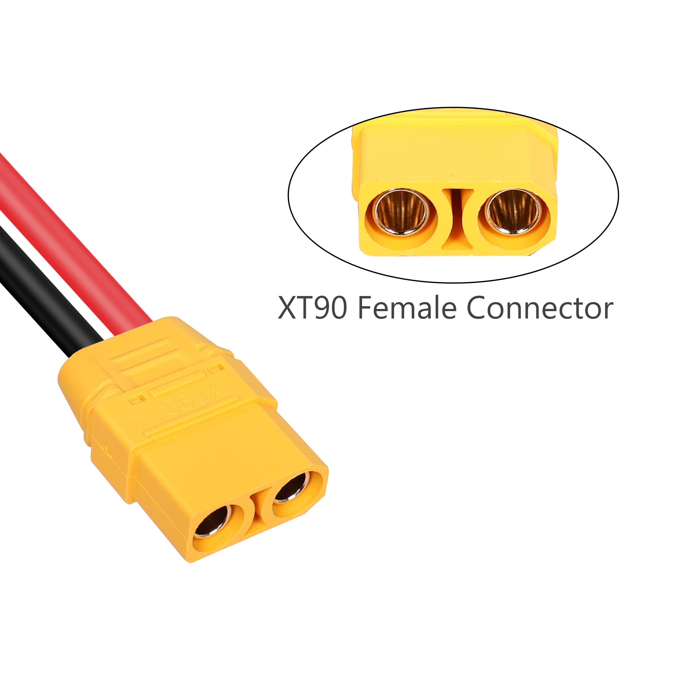 YACSEJAO Solar Connector to XT90 Cable 12AWG 1M XT90 Female to 45A Solar Panel Connector Extension Cord for RC LiPo Battery FPV Outdoor Power Bank