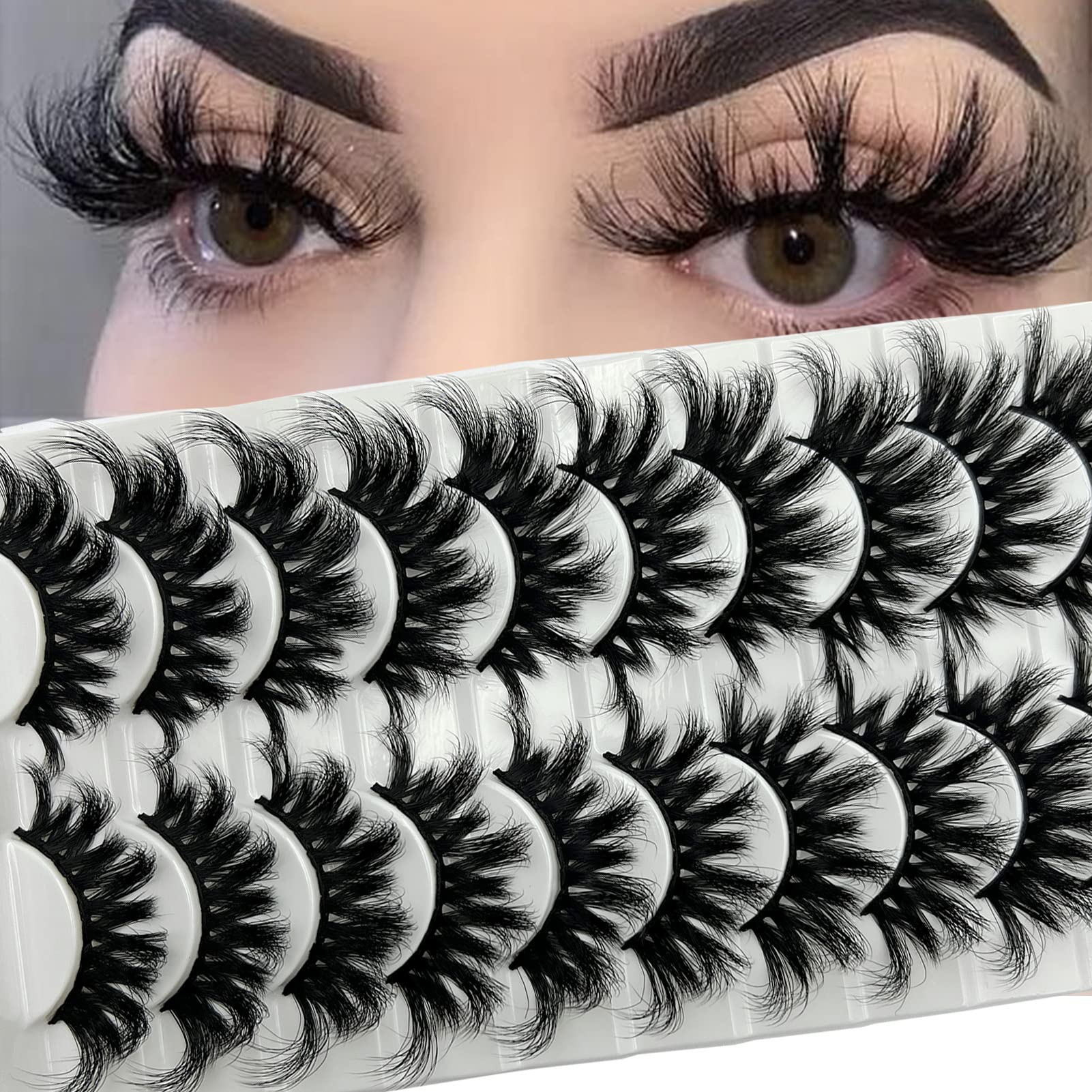 20MM 3D Mink Lashes Fluffy, Long Wispy Cat Eye 25 MM Lashes Pack Wholesale Dramatic Fluffy Mink Eyelashes Natural Look