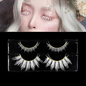 augenli halloween white false lashes extension tools japanese anime cosplay natural makeup looking masquerade party eye lashes (01a)