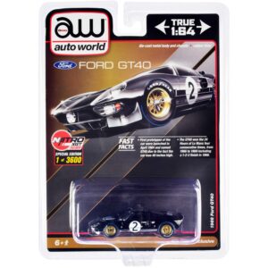 1966 ford gt40#2 black limited edition to 3600 pieces worldwide 1/64 diecast model car by auto world cp7922