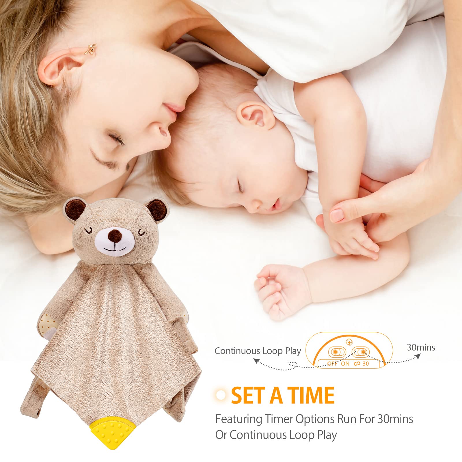 BEREST Baby Cry Sensor Sleep Soother- Heartbeat Bear Blanket Comforter Toy- Reduce Night Time Wake Ups, Helps Newborns Go to Sleep Faster & Stay Asleep Longer, Great Nursery Decor Baby Shower Gifts