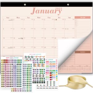 pastel minimalist desk calendar 2023 large 22x17-12 monthly desktop/wall calendar, january 2023 - december 2023, big blocks to write for planning and organizing your home or office b