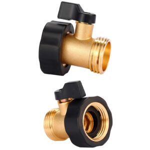 Sanpaint Water Hose Shut Off Valve, 2 Pack Heavy Duty 3/4 Inch Solid Brass Garden Hose Connector