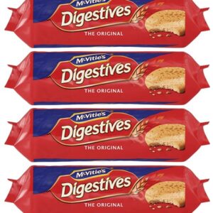 Mcvitie's Digestives Crunchy Wheat Biscuits Cookie - (4 Pack) England's Favourite. Best of British Biscuit Packed By Zuvo. Sweet, Wheat Taste, Crumbly Texture, And Renowned Suitability For Dunking, No Artificial Flavors or Colors - 400g