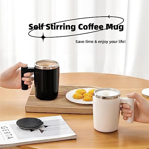 Self Stirring Coffee Mug,KittBaby Rechargeable Stainless Steel Automatic Magnetic mixing cup for Coffee Tea Milk Cocoa,13oz black Electric mixer Mug Best Gift