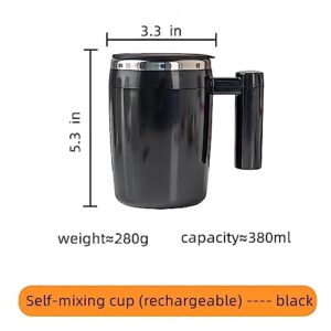 Self Stirring Coffee Mug,KittBaby Rechargeable Stainless Steel Automatic Magnetic mixing cup for Coffee Tea Milk Cocoa,13oz black Electric mixer Mug Best Gift