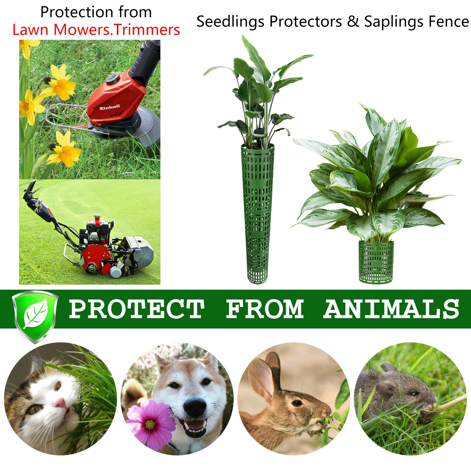 YGAOHF 7 Pack Tree Trunk Protector Guard - Heavy Duty Expandable Tree Protectors from Trimmers, Mowers, Animals, Easy to Use, Perfect for Saplings and Fruit Trees