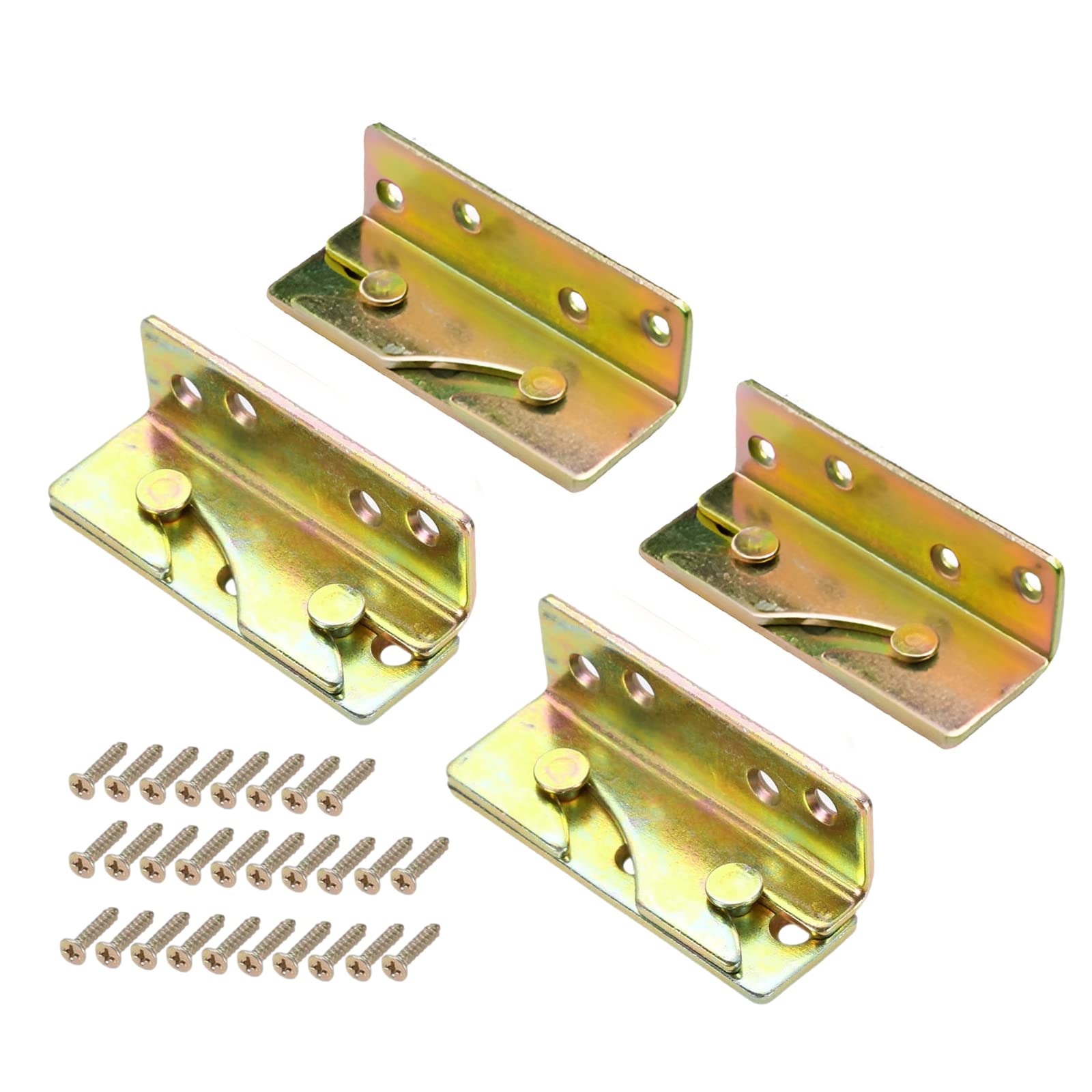 Rockgoya Bed Rail Brackets, Bed Frame Hardware, Set of 4 Wooden Bed Brackets with Screws, Bed Rail Fittings, Heavy Duty Non-Mortise