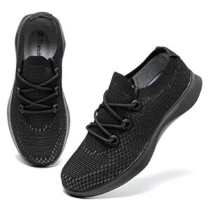 tianohoh walking shoes women fashion sneakers men tennis loafers comfortable breathable athletic workout casual sports wslipon-allblack-40-8