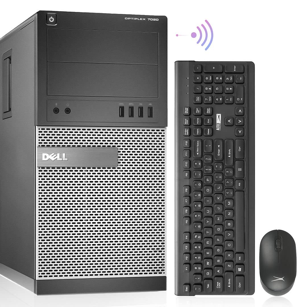 Dell Tower Computers OptiPlex 7020 PC Desktop Tower, Intel Quad Core i7-4790 32GB Ram New 1TB SSD,2TB HDD,AC8260 Built-in WiFi Ready, Dual 4K Monitor Support, Altec Wireless Keyboard Mouse (Renewed)