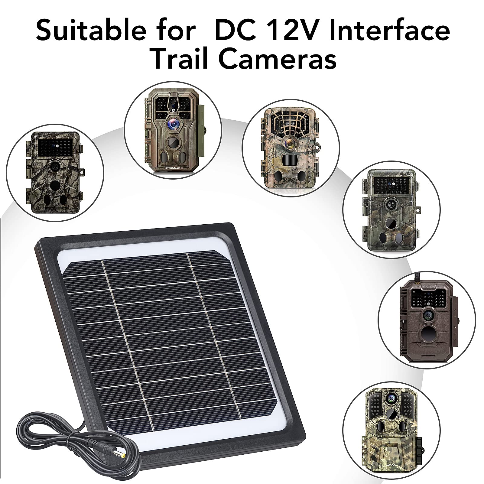 12V and 6V 5W Trail Camera Solar Panel Build-in 5200mAh Rechargeable Battery