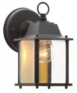 home decorators 8.5” black outdoor coach wall lantern wet locations clear glass