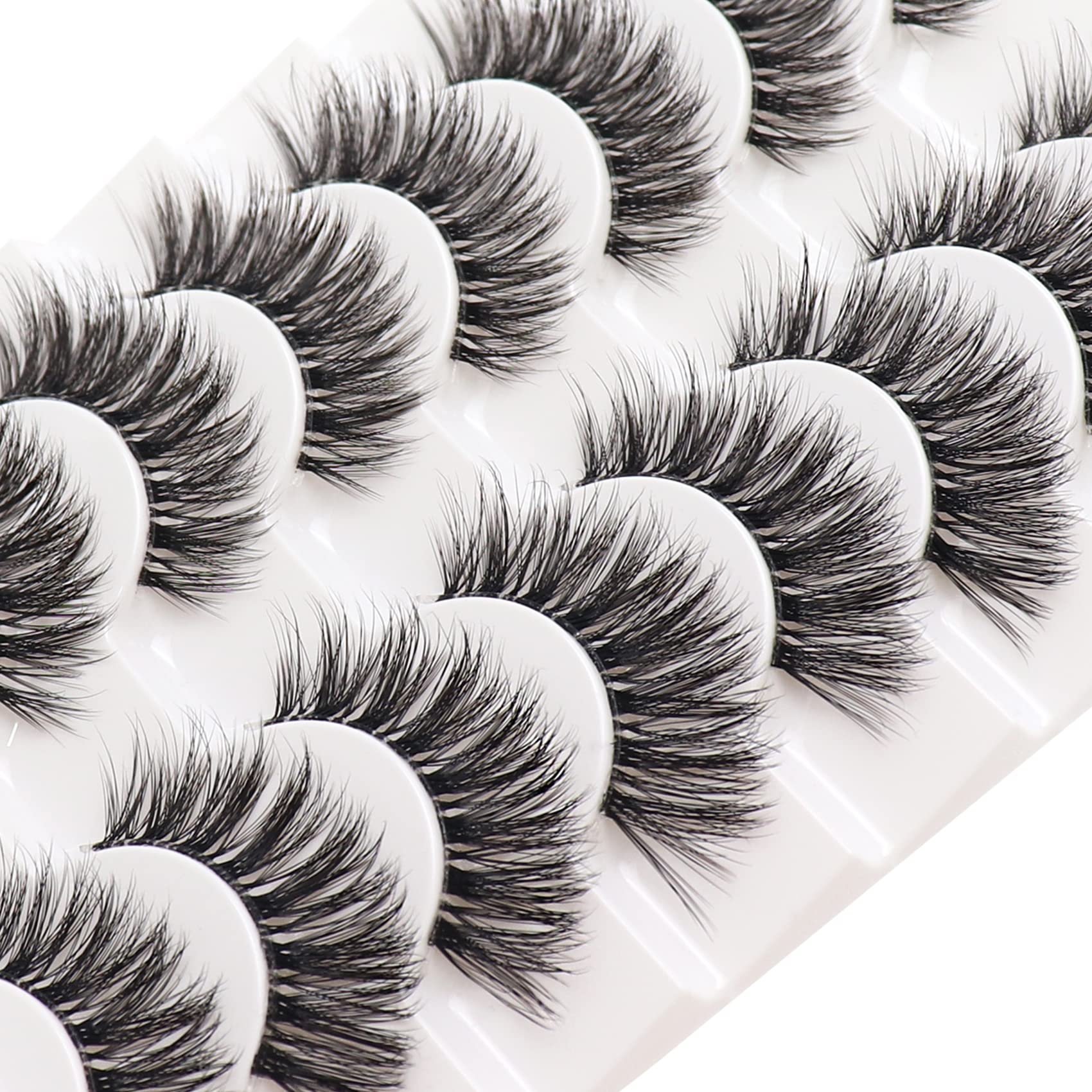 Veleasha Lashes Natural Look False Eyelashes 8 Pairs Pack Wispy Lashes with Clear Band 3D Fake Eyelashes | Style 04