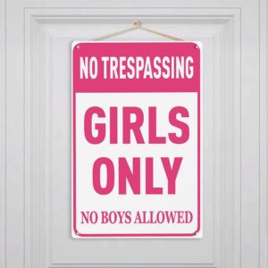 room decor for teen girls no boys allowed sign for girls, preppy room decor pink bedroom decor for teen girls, 8x12 inches funny signs stuff for teen girls