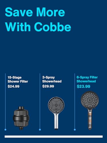 Cobbe Filtered Shower Head with Handheld, High Pressure 6 Spray Mode Showerhead with Filters, Water Softener Filters Beads for Hard Water - Remove Chlorine - Reduces Dry Itchy Skin, Matte Black