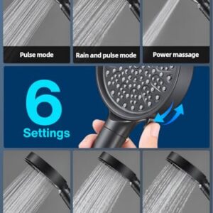 Cobbe Filtered Shower Head with Handheld, High Pressure 6 Spray Mode Showerhead with Filters, Water Softener Filters Beads for Hard Water - Remove Chlorine - Reduces Dry Itchy Skin, Matte Black