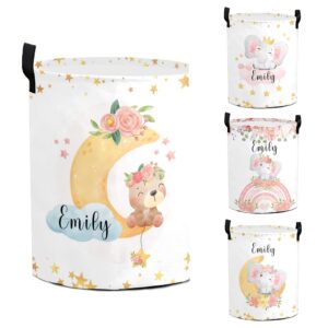 seamaid personalized laundry basket with handle custom baby laundry hamper with name for kids collapsible toys organizer clothes storage for bedroom living room bathroom home decor
