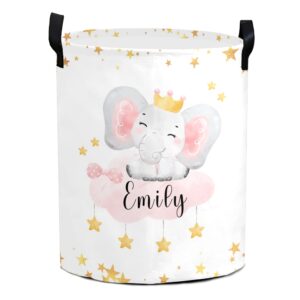 Seamaid Personalized Laundry Basket with Handle Custom Baby Laundry Hamper with Name for Kids Collapsible Toys Organizer Clothes Storage for Bedroom Living Room Bathroom Home Decor