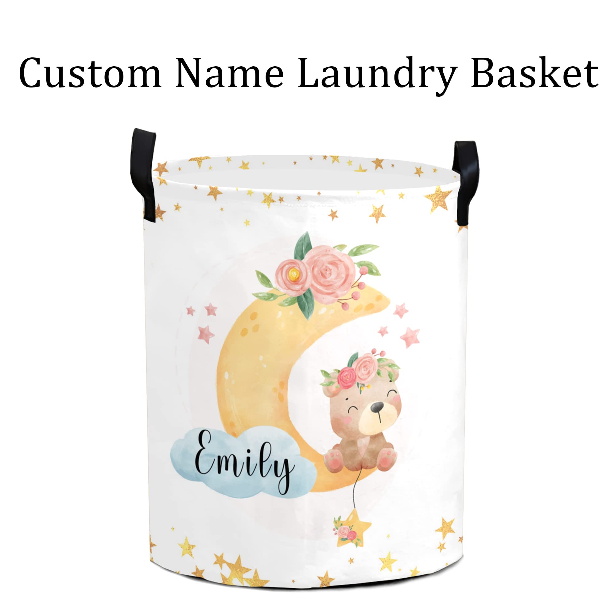 Seamaid Personalized Laundry Basket with Handle Custom Baby Laundry Hamper with Name for Kids Collapsible Toys Organizer Clothes Storage for Bedroom Living Room Bathroom Home Decor