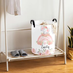 Seamaid Personalized Laundry Basket with Handle Custom Baby Laundry Hamper with Name for Kids Collapsible Toys Organizer Clothes Storage for Bedroom Living Room Bathroom Home Decor