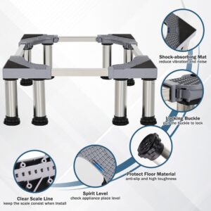 Kokorona Washing Machine Stand Mini Fridge Stand with 8 Strong Feet (9-10.2in High), Adjustable Refrigerator Base Multi-Functional Washer Dryer Pedestals, Max Load 440LBS