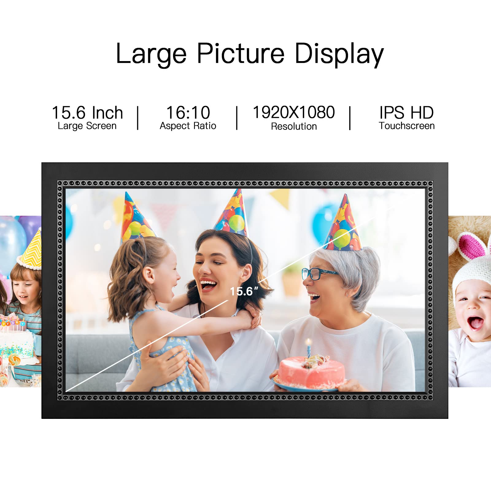 Digital Photo Frame 10.1 Inch WiFi Digital Picture Frame with 1280 * 800 IPS Full HD Touchscreen, Humblestead 8GB WiFi Smart Frame Share Photos and Videos Instantly from Anywhere via AiMOR App