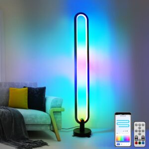 eray led floor lamp with smart app, floor lamp for bedroom living room corner, rgb floor lamp with remote,16 million colors & music sync, work with alexa, google assistant