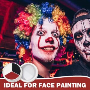 Clown Makeup Kit White Black Red Face Body Paint, Halloween Makeup Kit Face Paint for Professional Halloween Joker SFX Makeup Cosplay Vampire Eye Black Football Baseball Sports Makeup