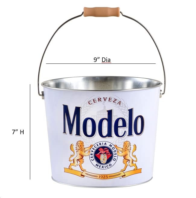 The Tin Box Company Modelo Beverage Bucket with Wire Handle Modelo (433317-12), White