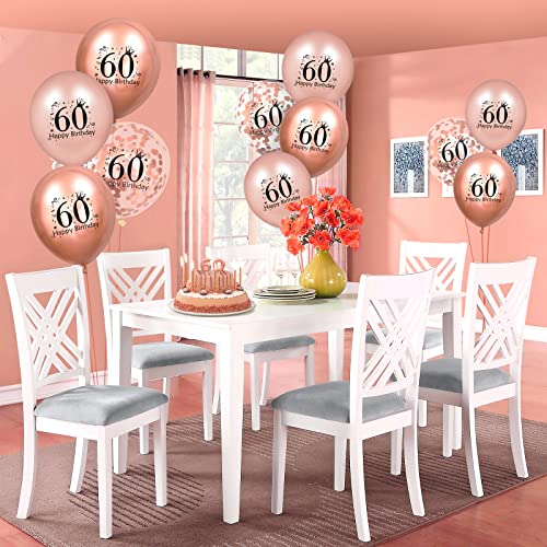 60th Birthday Balloons 18 Pcs Rose Gold Happy 60th Birthday Latex Balloons Confetti Balloons Rose Gold 60th Birthday Party Decorations for Women Men 60th Birthday Anniversary Decor Supplies 12 inch