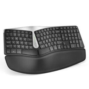 nulea rt04 wireless ergonomic keyboard, 2.4g split keyboard with cushioned wrist and palm support, arched keyboard design for natural typing, compatible with windows/mac