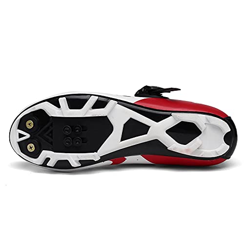 Ksloutdoor Unisex Outdoor Sports Cycling Shoes MTB/Mountain Men's Bike Shoes SPD Women's Compatible 2-Bolt White Size 10.5/13